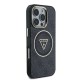 Husa Guess IML 4G Glitter Triangle Logo MagSafe pentru iPhone 16 Pro Max, Neagra (Bakr, GUHMP16XHG4PRTGK) by www.silkase.ro