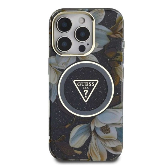 Husa Guess IML Glitter Magnolia Triangle Logo MagSafe pentru iPhone 16 Pro Max, Neagra Husa Guess IML Glitter Magnolia Triangle Logo MagSafe pentru iPhone 16 Pro Max, Neagra (Bakr, GUHMP16XHFLPEDK) by www.silkase.ro