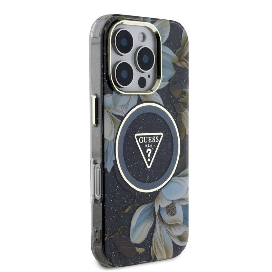 Husa Guess IML Glitter Magnolia Triangle Logo MagSafe pentru iPhone 16 Pro Max, Neagra Husa Guess IML Glitter Magnolia Triangle Logo MagSafe pentru iPhone 16 Pro Max, Neagra (Bakr, GUHMP16XHFLPEDK) by www.silkase.ro