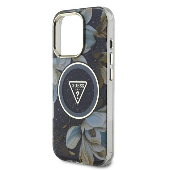 Husa Guess IML Glitter Magnolia Triangle Logo MagSafe pentru iPhone 16 Pro Max, Neagra Husa Guess IML Glitter Magnolia Triangle Logo MagSafe pentru iPhone 16 Pro Max, Neagra (Bakr, GUHMP16XHFLPEDK) by www.silkase.ro