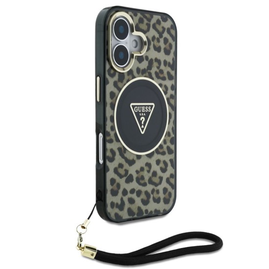 Husa Guess IML Leopard Triangle Logo Strap MagSafe pentru iPhone 16, Maro Husa Guess IML Leopard Triangle Logo Strap MagSafe pentru iPhone 16, Maro (Bakr, GUHMP16SHLORSSW) by www.silkase.ro