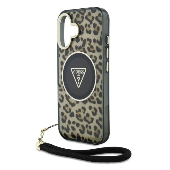 Husa Guess IML Leopard Triangle Logo Strap MagSafe pentru iPhone 16, Maro Husa Guess IML Leopard Triangle Logo Strap MagSafe pentru iPhone 16, Maro (Bakr, GUHMP16SHLORSSW) by www.silkase.ro