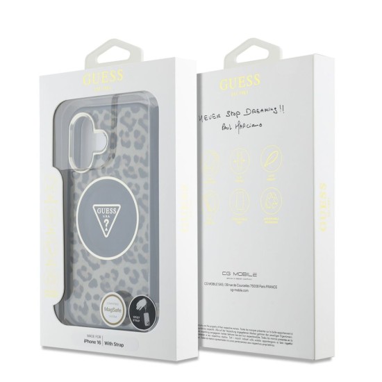 Husa Guess IML Leopard Triangle Logo Strap MagSafe pentru iPhone 16, Maro Husa Guess IML Leopard Triangle Logo Strap MagSafe pentru iPhone 16, Maro (Bakr, GUHMP16SHLORSSW) by www.silkase.ro