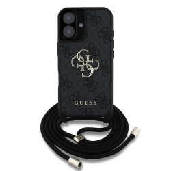 Husa Crossbody Guess PU 4G Metal Logo Strap pentru iPhone 16, Neagra Husa Crossbody Guess PU 4G Metal Logo Strap pentru iPhone 16, Neagra