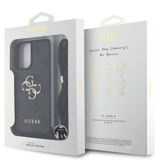 Husa Crossbody Guess PU 4G Metal Logo Strap pentru iPhone 16, Neagra Husa Crossbody Guess PU 4G Metal Logo Strap pentru iPhone 16, Neagra (Bakr, GUHCP16SP4GMGCRK) by www.silkase.ro