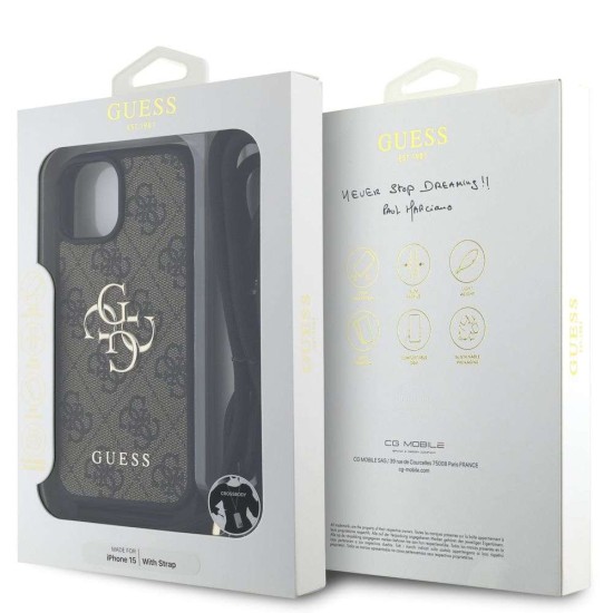 Husa Crossbody Guess PU 4G Metal Logo Strap pentru iPhone 15, Maro Husa Crossbody Guess PU 4G Metal Logo Strap pentru iPhone 15, Maro (Bakr, GUHCP15SP4GMGCRW) by www.silkase.ro
