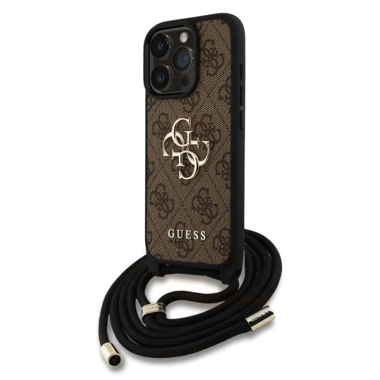 Husa Crossbody Guess PU 4G Metal Logo Strap pentru iPhone 15 Pro Max, Maro Husa Crossbody Guess PU 4G Metal Logo Strap pentru iPhone 15 Pro Max, Maro (Bakr, GUHCP15XP4GMGCRW) by www.silkase.ro