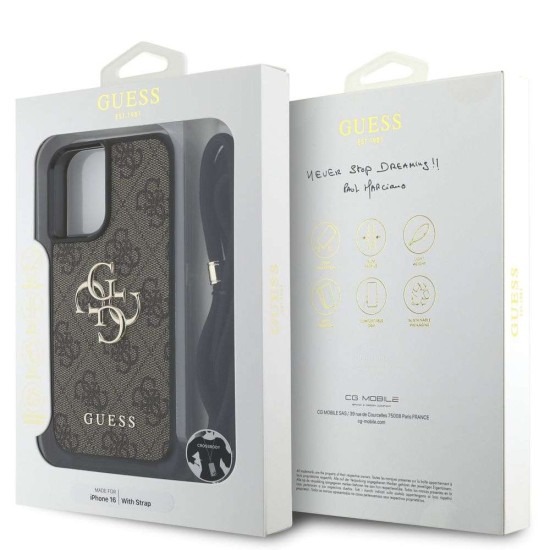 Husa Crossbody Guess PU 4G Metal Logo Strap pentru iPhone 16, Maro Husa Crossbody Guess PU 4G Metal Logo Strap pentru iPhone 16, Maro (Bakr, GUHCP16SP4GMGCRW) by www.silkase.ro