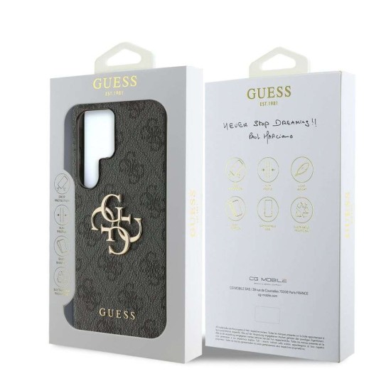 Husa Guess PU 4G Metal Logo pentru Samsung Galaxy S25 Ultra, Gri (Bakr, GUHCS25L4GMGGR) by www.silkase.ro