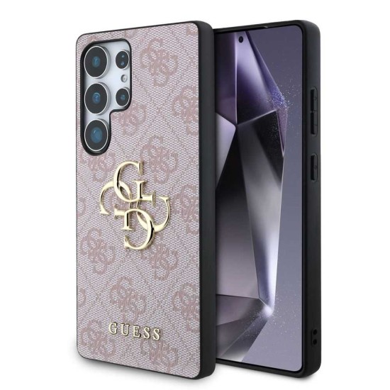 Husa Guess PU 4G Metal Logo pentru Samsung Galaxy S25 Ultra, Roz (Bakr, GUHCS25L4GMGPI) by www.silkase.ro