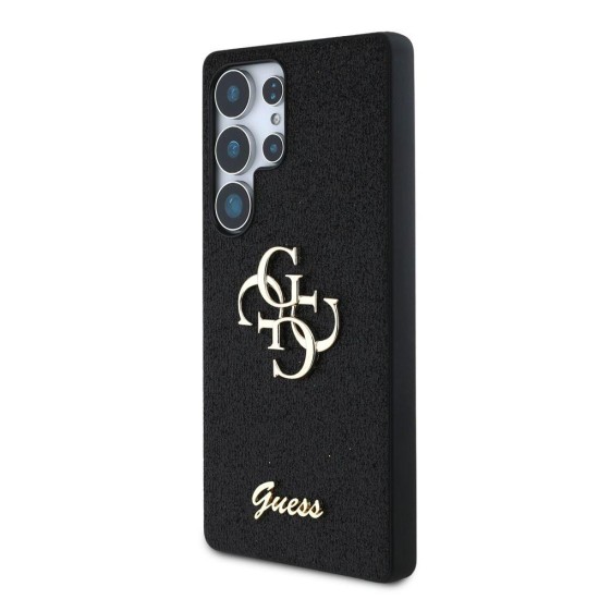 Husa Guess PU Fixed Glitter 4G Metal Logo pentru Samsung Galaxy S25 Ultra, Neagra (Bakr, GUHCS25LHG4SGK) by www.silkase.ro
