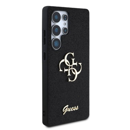 Husa Guess PU Fixed Glitter 4G Metal Logo pentru Samsung Galaxy S25 Ultra, Neagra (Bakr, GUHCS25LHG4SGK) by www.silkase.ro