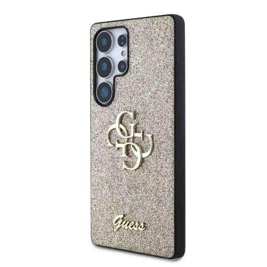 Husa Guess PU Fixed Glitter 4G Metal Logo pentru Samsung Galaxy S25 Ultra, Aurie (Bakr, GUHCS25LHG4SGD) by www.silkase.ro