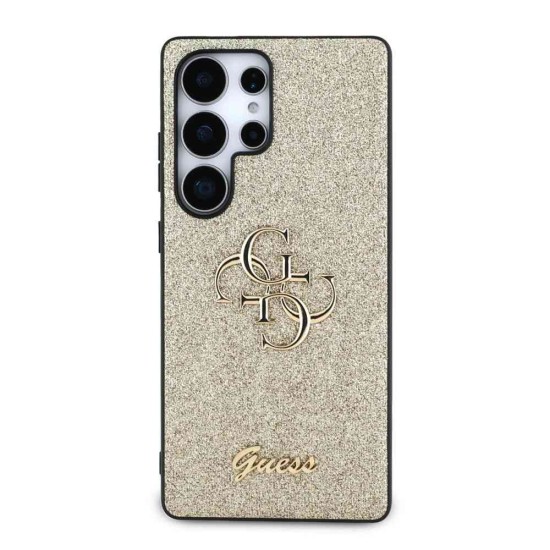 Husa Guess PU Fixed Glitter 4G Metal Logo pentru Samsung Galaxy S25 Ultra, Aurie (Bakr, GUHCS25LHG4SGD) by www.silkase.ro