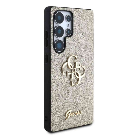 Husa Guess PU Fixed Glitter 4G Metal Logo pentru Samsung Galaxy S25 Ultra, Aurie (Bakr, GUHCS25LHG4SGD) by www.silkase.ro