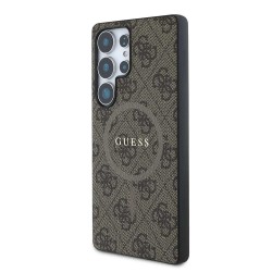 Husa Guess PU Leather 4G Colored Ring MagSafe pentru Samsung Galaxy S25 Ultra, Maro Husa Guess PU Leather 4G Colored Ring MagSafe pentru Samsung Galaxy S25 Ultra, Maro