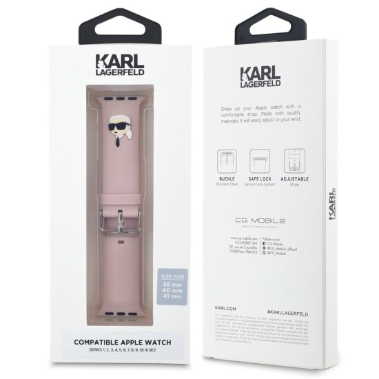 Curea Karl Lagerfeld NFT Karl Head pentru Apple Watch 38/40/41mm, Roz Curea Karl Lagerfeld NFT Karl Head pentru Apple Watch 38/40/41mm, Roz (Bakr, KLAWMSLKNP) by www.silkase.ro