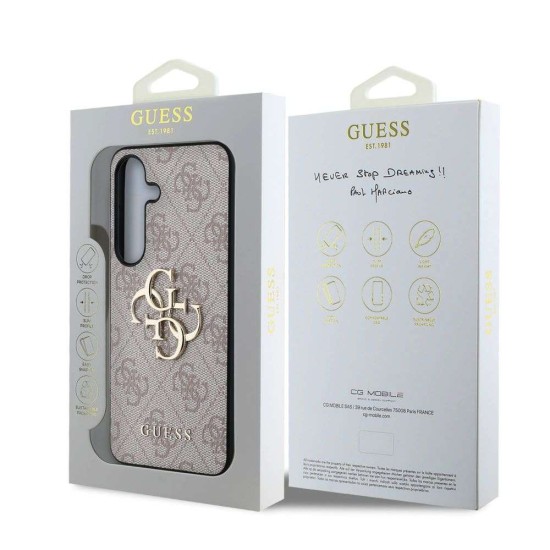 Husa Guess PU 4G Metal Logo pentru Samsung Galaxy S25+, Roz (Bakr, GUHCS25M4GMGPI) by www.silkase.ro