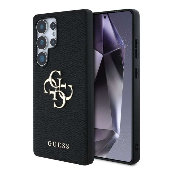Husa Guess PU Grained 4G Metal Logo pentru Samsung Galaxy S25 Ultra, Neagra (Bakr, GUHCS25LPGT4MBK) by www.silkase.ro