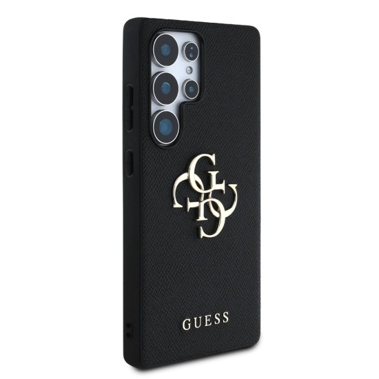 Husa Guess PU Grained 4G Metal Logo pentru Samsung Galaxy S25 Ultra, Neagra (Bakr, GUHCS25LPGT4MBK) by www.silkase.ro