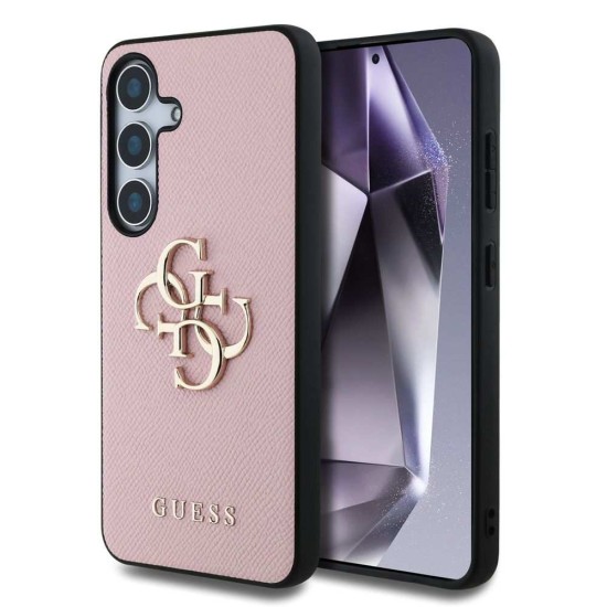 Husa Guess PU Grained 4G Metal Logo pentru Samsung Galaxy S25, Roz (Bakr, GUHCS25SPGT4MBP) by www.silkase.ro