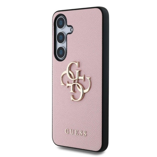Husa Guess PU Grained 4G Metal Logo pentru Samsung Galaxy S25+, Roz (Bakr, GUHCS25MPGT4MBP) by www.silkase.ro