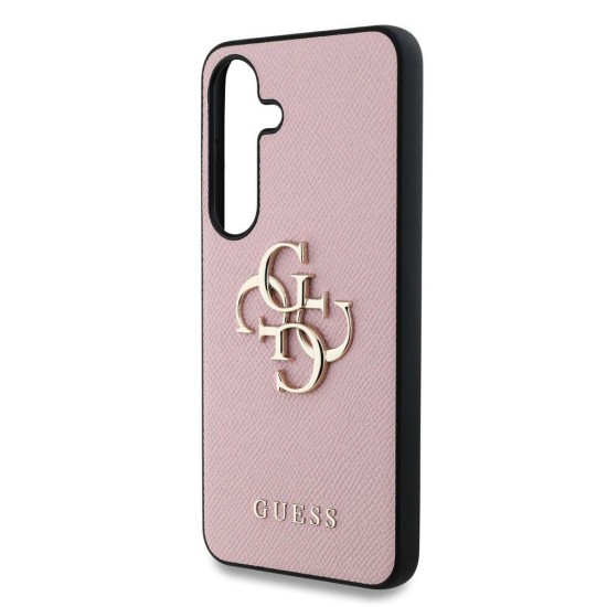Husa Guess PU Grained 4G Metal Logo pentru Samsung Galaxy S25+, Roz (Bakr, GUHCS25MPGT4MBP) by www.silkase.ro