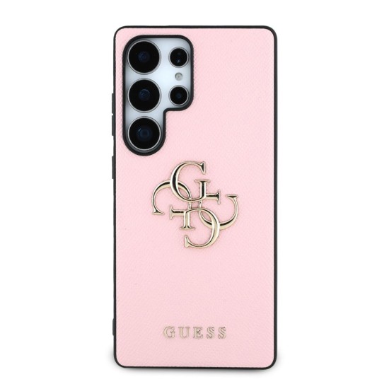Husa Guess PU Grained 4G Metal Logo pentru Samsung Galaxy S25 Ultra, Roz (Bakr, GUHCS25LPGT4MBP) by www.silkase.ro