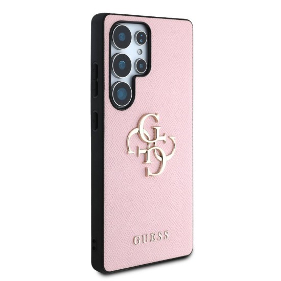 Husa Guess PU Grained 4G Metal Logo pentru Samsung Galaxy S25 Ultra, Roz (Bakr, GUHCS25LPGT4MBP) by www.silkase.ro