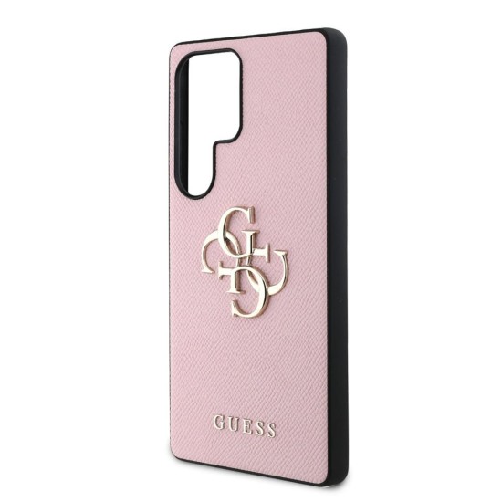 Husa Guess PU Grained 4G Metal Logo pentru Samsung Galaxy S25 Ultra, Roz (Bakr, GUHCS25LPGT4MBP) by www.silkase.ro