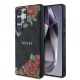 Husa Guess PU Leather 4G Flowers Print Metal Logo MagSafe pentru Samsung Galaxy S25 Ultra, Neagra (Bakr, GUHMS25LP4ROPEMCK) by www.silkase.ro