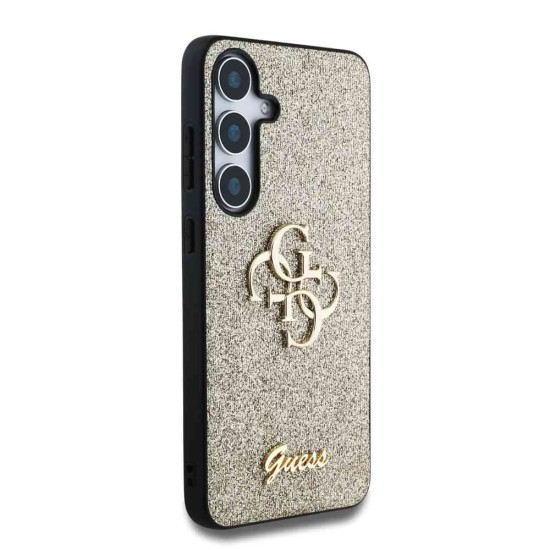 Husa Guess PU Fixed Glitter 4G Metal Logo pentru Samsung Galaxy S25, Aurie (Bakr, GUHCS25SHG4SGD) by www.silkase.ro