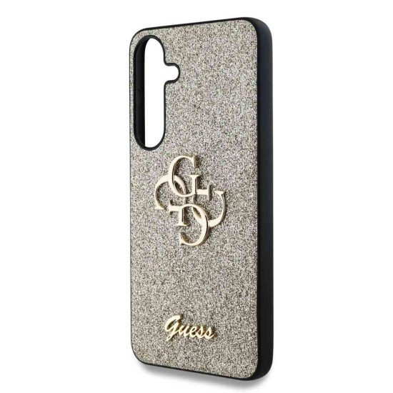 Husa Guess PU Fixed Glitter 4G Metal Logo pentru Samsung Galaxy S25, Aurie (Bakr, GUHCS25SHG4SGD) by www.silkase.ro