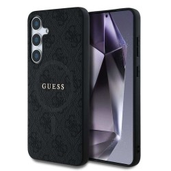 Husa Guess PU Leather 4G Colored Ring MagSafe pentru Samsung Galaxy S25, Neagra