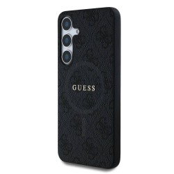 Husa Guess PU Leather 4G Colored Ring MagSafe pentru Samsung Galaxy S25, Neagra Husa Guess PU Leather 4G Colored Ring MagSafe pentru Samsung Galaxy S25, Neagra
