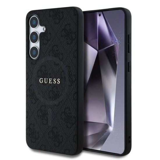 Husa Guess PU Leather 4G Colored Ring MagSafe pentru Samsung Galaxy S25+, Neagra (Bakr, GUHMS25MG4GFRK) by www.silkase.ro