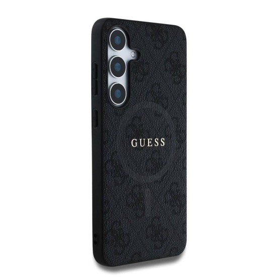 Husa Guess PU Leather 4G Colored Ring MagSafe pentru Samsung Galaxy S25+, Neagra (Bakr, GUHMS25MG4GFRK) by www.silkase.ro