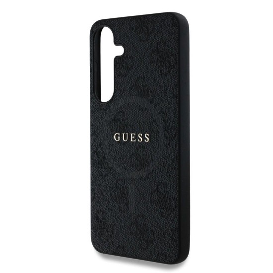 Husa Guess PU Leather 4G Colored Ring MagSafe pentru Samsung Galaxy S25+, Neagra (Bakr, GUHMS25MG4GFRK) by www.silkase.ro