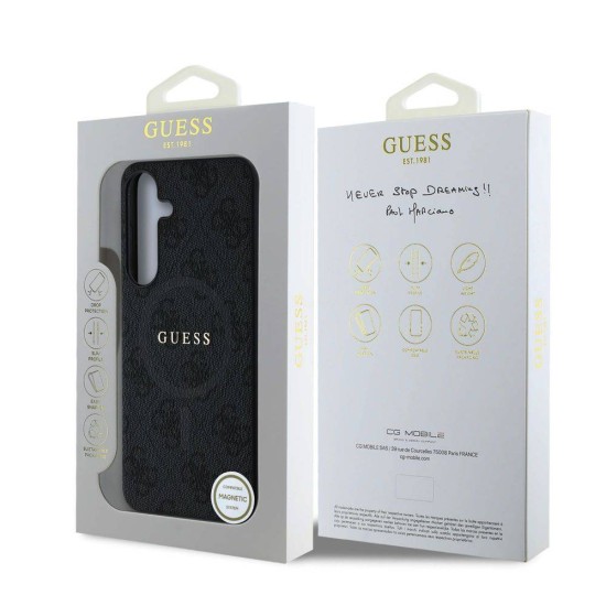 Husa Guess PU Leather 4G Colored Ring MagSafe pentru Samsung Galaxy S25+, Neagra (Bakr, GUHMS25MG4GFRK) by www.silkase.ro