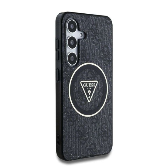 Husa Guess IML 4G Glitter Triangle Logo MagSafe pentru Samsung Galaxy S25+, Neagra (Bakr, GUHMS25MHG4PRTGK) by www.silkase.ro