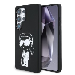 Husa Karl Lagerfeld Liquid Silicone Graffiti Ikonik MagSafe pentru Samsung Galaxy S25 Ultra, Neagra
