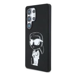 Husa Karl Lagerfeld Liquid Silicone Graffiti Ikonik MagSafe pentru Samsung Galaxy S25 Ultra, Neagra