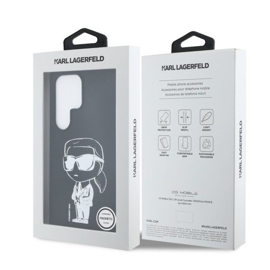 Husa Karl Lagerfeld Liquid Silicone Graffiti Ikonik MagSafe pentru Samsung Galaxy S25 Ultra, Neagra (Bakr, KLHMS25LPNYKGRTK) by www.silkase.ro