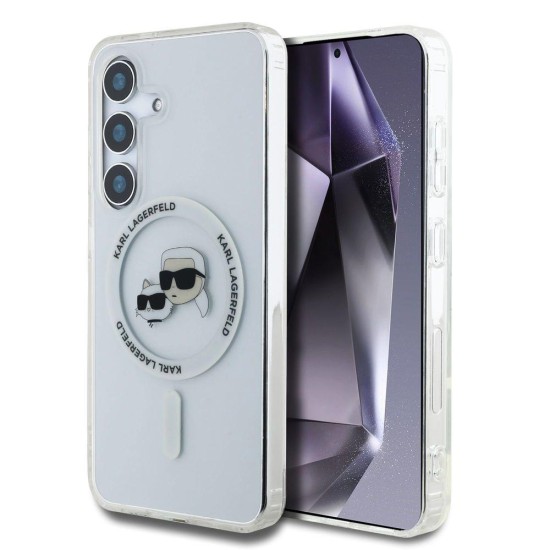Husa Karl Lagerfeld IML K&CH Heads MagSafe pentru Samsung Galaxy S25+, Transparenta (Bakr, KLHMS25MHLSKCH) by www.silkase.ro