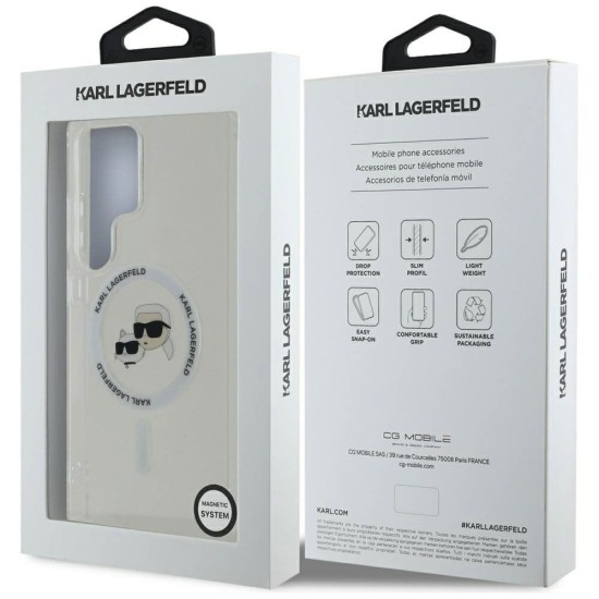 Husa Karl Lagerfeld IML K&CH Heads MagSafe pentru Samsung Galaxy S25 Ultra, Transparenta (Bakr, KLHMS25LHLSKCH) by www.silkase.ro