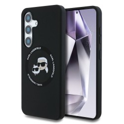 Husa Karl Lagerfeld Liquid Silicone K&CH Heads MagSafe pentru Samsung Galaxy S25, Neagra