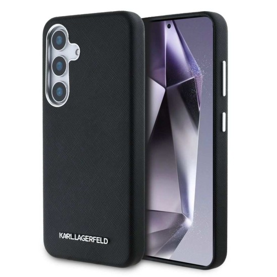 Husa Karl Lagerfeld PU Saffiano Metal Logo and Frame pentru Samsung Galaxy S25, Neagra (Bakr, KLHMS25SPSAFWMCK) by www.silkase.ro