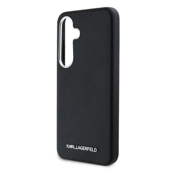 Husa Karl Lagerfeld PU Saffiano Metal Logo and Frame pentru Samsung Galaxy S25, Neagra (Bakr, KLHMS25SPSAFWMCK) by www.silkase.ro