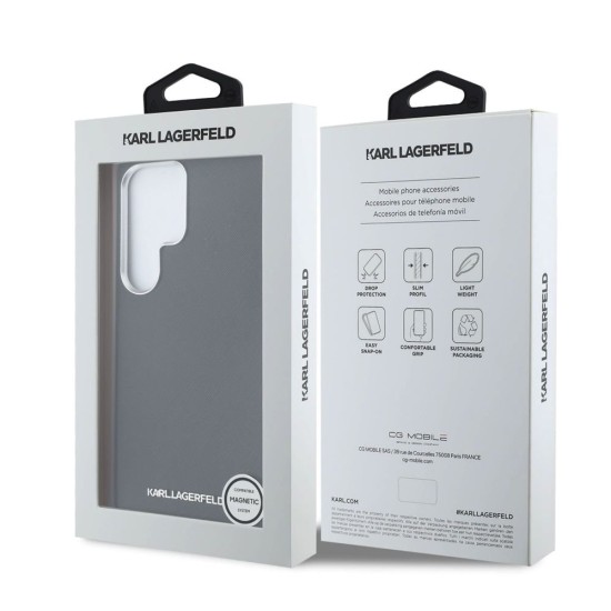 Husa Karl Lagerfeld PU Saffiano Metal Logo and Frame pentru Samsung Galaxy S25 Ultra, Neagra Husa Karl Lagerfeld PU Saffiano Metal Logo and Frame pentru Samsung Galaxy S25 Ultra, Neagra (Bakr, KLHMS25LPSAFWMCK) by www.silkase.ro