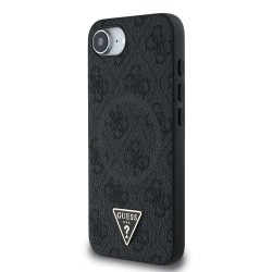 Husa Guess PU 4G Strass Triangle Logo MagSafe pentru iPhone 16e, Neagra Husa Guess PU 4G Strass Triangle Logo MagSafe pentru iPhone 16e, Neagra